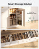 HAUOMS 72.9 Inch Tall Storage Cabinet with Charging Station and LED Lights Kitchen Pantry with Wine Rack and Spacious Drawers Ergonomic Fridge-Door Design
