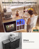 HAUOMS 55.2 Inch wide Coffee Bar Cabinet with Fridge Space and storage drawer Home Wine Bar with Power outlets and LED lights Coffee bar buffet sideboard with wine rack