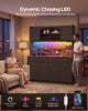 HAUOMS 72.9 Inch Tall Storage Cabinet with Charging Station and LED Lights Kitchen Pantry with Wine Rack and Spacious Drawers Ergonomic Fridge-Door Design