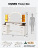 HAUOMS 59.1 Inch Vanity with Mirror and LED Lights Farmhouse Western 8 Drawers Dressing Table with Charging Station for Girls Women