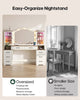 HAUOMS 59.1 Inch Vanity with Mirror and LED Lights Farmhouse Western 8 Drawers Dressing Table with Charging Station for Girls Women