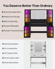 HAUOMS 59.1 Inch Vanity with RGB Sound Sync Lights and charging station Large Makeup Vanity Desk with 2 drawers and 4 glass cabinets for girl and women