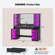 HAUOMS 59.1 Inch Vanity with RGB Sound Sync Lights and charging station Large Makeup Vanity Desk with 2 drawers and 4 glass cabinets for girl and women