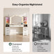 HAUOMS 59.1 Inch Vanity with Mirror and LED Lights Farmhouse Western 8 Drawers Dressing Table with Charging Station for Girls Women