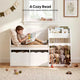HAUOMS 50 Inch Bookshelf with Reading Nook and Toy Storage Organizer 4-in-1 Kids Bookcase with Padded Bench and 2 Removable Bins for Living Room