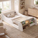 HAUOMS Twin Floor Bed with Bookshelf Low Montessori 2-in-1 Beds Upholstered Frame No Box Spring Needed for Girls and Boys