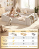HAUOMS Twin Floor Bed with Bookshelf Low Montessori 2-in-1 Beds Upholstered Frame No Box Spring Needed for Girls and Boys