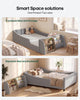HAUOMS Twin Floor Bed with Bookshelf Low Montessori 2-in-1 Beds Upholstered Frame No Box Spring Needed for Girls and Boys