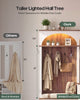 HAUOMS 43.3 inch Hall Tree with Bench and Shoe Storage Arched Farmhouse Organizer with LED Light Adjustable Shelves 7 Coat Hooks Drawers and Open Storage for Mudroom Entryway