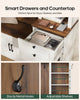 HAUOMS 43.3 inch Hall Tree with Bench and Shoe Storage Arched Farmhouse Organizer with LED Light Adjustable Shelves 7 Coat Hooks Drawers and Open Storage for Mudroom Entryway
