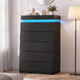 HAUOMS 45.3 Inch Tall Dresser with LED Light and 5 Drawer Modern Chest of Drawers for Bedroom Living Room Entryway