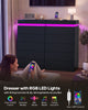 HAUOMS 45.3 Inch Tall Dresser with LED Light and 5 Drawer Modern Chest of Drawers for Bedroom Living Room Entryway