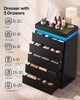 HAUOMS 45.3 Inch Tall Dresser with LED Light and 5 Drawer Modern Chest of Drawers for Bedroom Living Room Entryway
