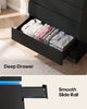 HAUOMS 45.3 Inch Tall Dresser with LED Light and 5 Drawer Modern Chest of Drawers for Bedroom Living Room Entryway