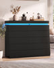 HAUOMS 45.3 Inch Tall Dresser with LED Light and 5 Drawer Modern Chest of Drawers for Bedroom Living Room Entryway