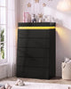 HAUOMS 45.3 Inch Tall Dresser with LED Light and 5 Drawer Modern Chest of Drawers for Bedroom Living Room Entryway