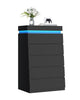 HAUOMS 45.3 Inch Tall Dresser with LED Light and 5 Drawer Modern Chest of Drawers for Bedroom Living Room Entryway