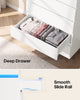 HAUOMS 45.3 Inch Tall Dresser with LED Light and 5 Drawer Modern Chest of Drawers for Bedroom Living Room Entryway