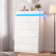 HAUOMS 45.3 Inch Tall Dresser with LED Light and 5 Drawer Modern Chest of Drawers for Bedroom Living Room Entryway