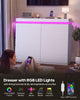 HAUOMS 45.3 Inch Tall Dresser with LED Light and 5 Drawer Modern Chest of Drawers for Bedroom Living Room Entryway
