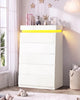 HAUOMS 45.3 Inch Tall Dresser with LED Light and 5 Drawer Modern Chest of Drawers for Bedroom Living Room Entryway