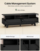 HAUOMS 59 Inch TV Stand with Cable Management and Hidden Power Station Fluted Modern TV Cabinet with Storage and LED Lights