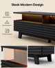 HAUOMS 59 Inch TV Stand with Cable Management and Hidden Power Station Fluted Modern TV Cabinet with Storage and LED Lights