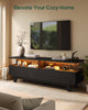HAUOMS 59 Inch TV Stand with Cable Management and Hidden Power Station Fluted Modern TV Cabinet with Storage and LED Lights
