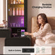 HAUOMS 59.1 Inch Vanity with RGB Sound Sync Lights and charging station Large Makeup Vanity Desk with 2 drawers and 4 glass cabinets for girl and women