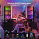 HAUOMS 59.1 Inch Vanity with RGB Sound Sync Lights and charging station Large Makeup Vanity Desk with 2 drawers and 4 glass cabinets for girl and women