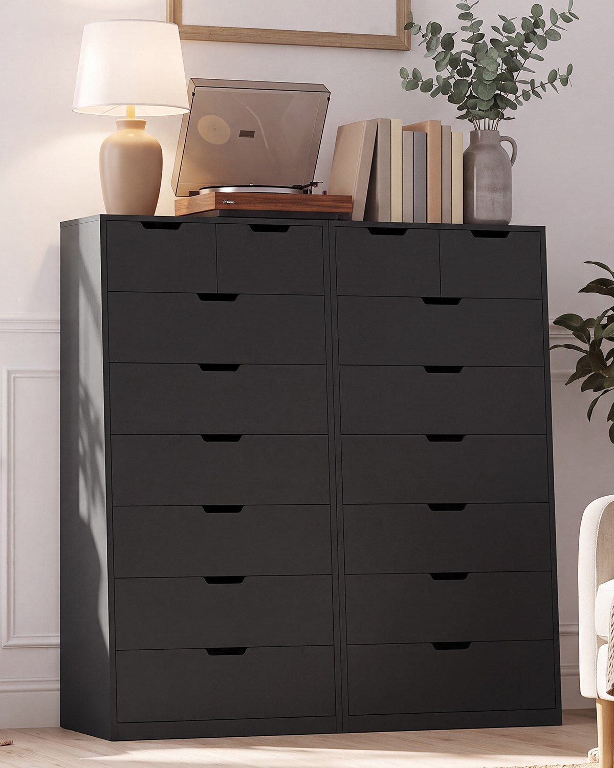 HAUOMS 58.7 Inch Tall Dresser with 8 Drawer Modern Chest of Drawers for Bedroom Living Room Entryway