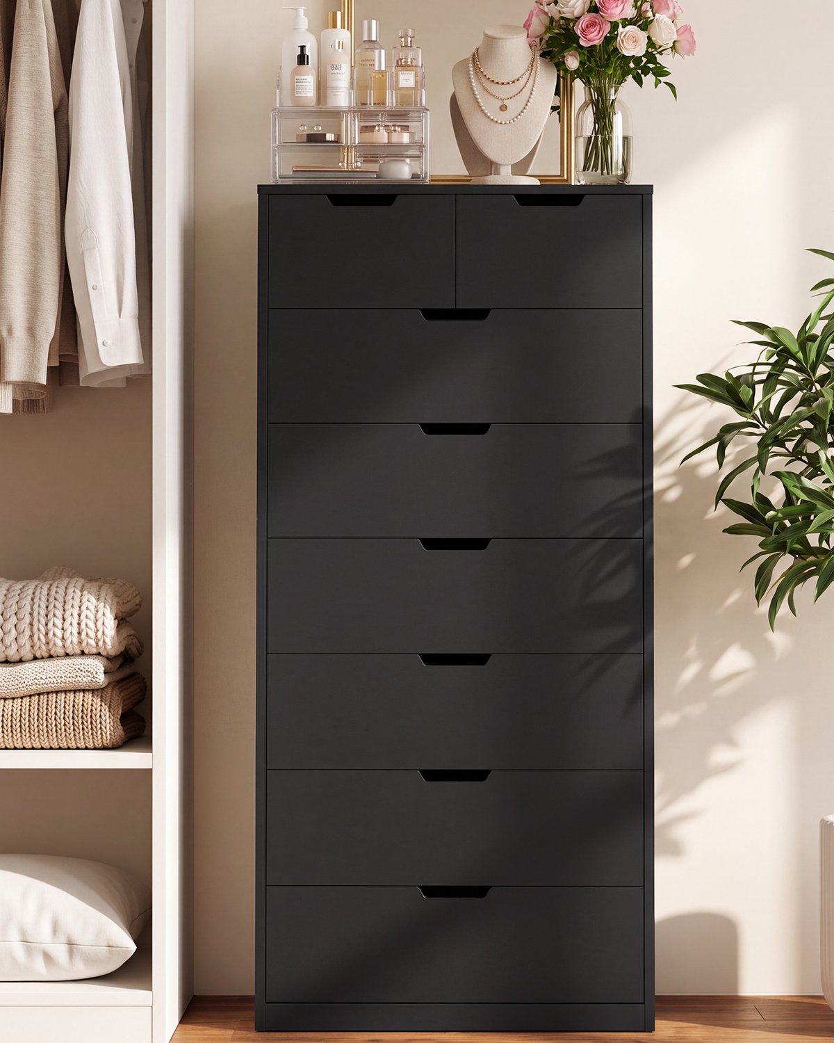 HAUOMS 58.7 Inch Tall Dresser with 8 Drawer Modern Chest of Drawers for Bedroom Living Room Entryway