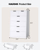 HAUOMS 43.3 Inch Tall Dresser with 6 Drawer Modern Chest for Living Room Bedroom Hallway
