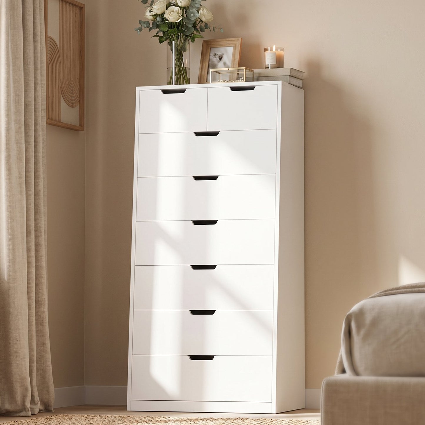 HAUOMS 58.7 Inch Tall Dresser with 8 Drawer Modern Chest of Drawers for Bedroom Living Room Entryway