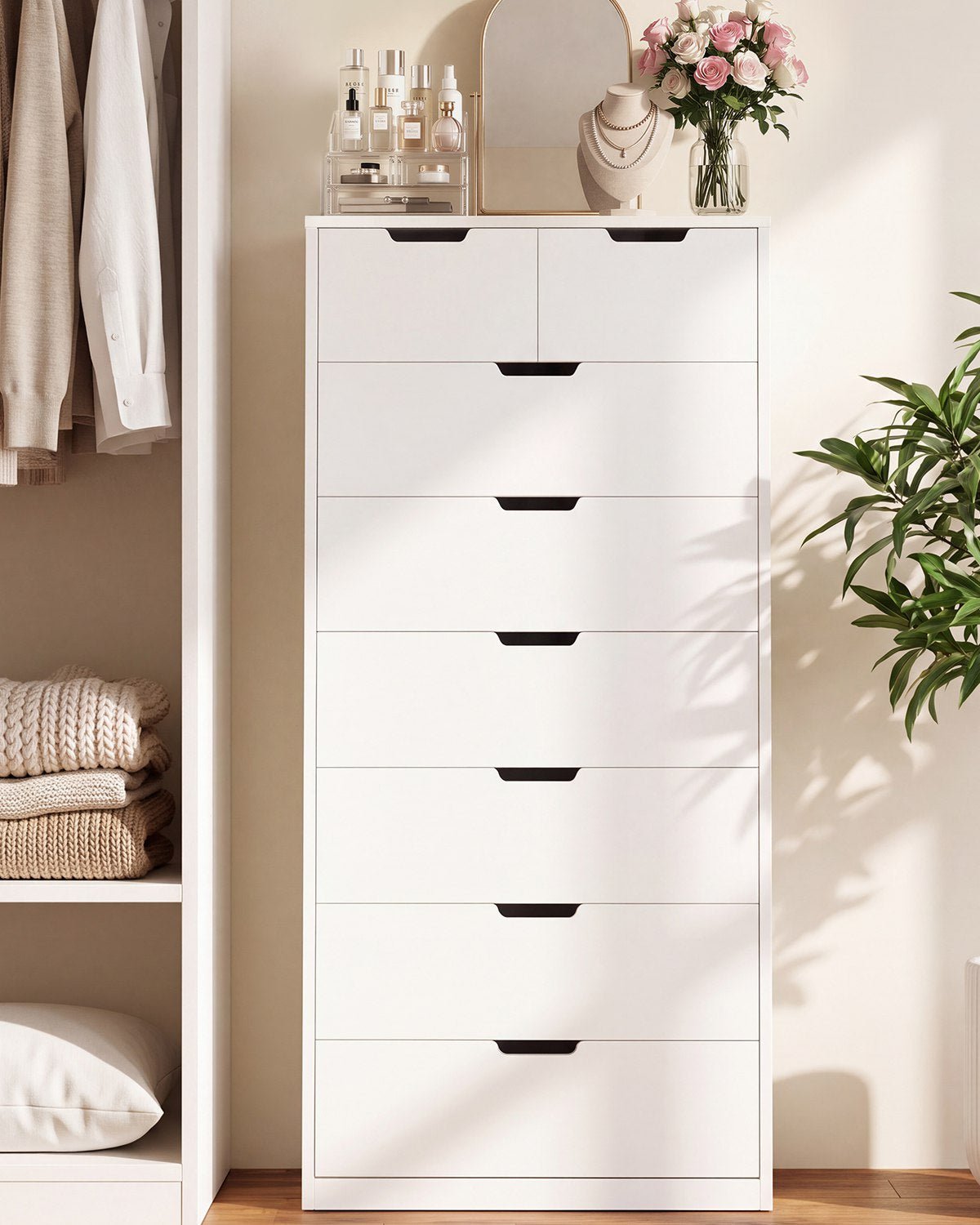 HAUOMS 58.7 Inch Tall Dresser with 8 Drawer Modern Chest of Drawers for Bedroom Living Room Entryway