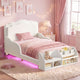 HAUOMS Twin Toddler Bed with Bookcase and RGB LED Lights 2‑Ways Montessori Toddler Bed 4‑in‑1 Bookshelf Toy Organizer with Reading Nook Cushion and 360 Safety Guardrails