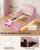 HAUOMS Twin Toddler Bed with Bookcase and RGB LED Lights 2‑Ways Montessori Toddler Bed 4‑in‑1 Bookshelf Toy Organizer with Reading Nook Cushion and 360 Safety Guardrails