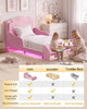 HAUOMS Twin Toddler Bed with Bookcase and RGB LED Lights 2‑Ways Montessori Toddler Bed 4‑in‑1 Bookshelf Toy Organizer with Reading Nook Cushion and 360 Safety Guardrails