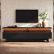 HAUOMS 70.9 Inch TV Stand with Hidden Power Station and LED Lights Fluted Modern TV Cabinet with Storage and Cable Management