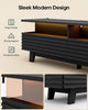 HAUOMS 70.9 Inch TV Stand with Hidden Power Station and LED Lights Fluted Modern TV Cabinet with Storage and Cable Management