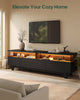 HAUOMS 70.9 Inch TV Stand with Hidden Power Station and LED Lights Fluted Modern TV Cabinet with Storage and Cable Management