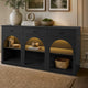 HAUOMS 63 inch Console Table with 3 Drawers and 3-Tier Storage Farmhouse Arched Table with RGB Lights and Charging Station for Entrance Hallway Foyer Living Room