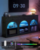 HAUOMS 63 inch Console Table with 3 Drawers and 3-Tier Storage Farmhouse Arched Table with RGB Lights and Charging Station for Entrance Hallway Foyer Living Room