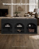 HAUOMS 63 inch Console Table with 3 Drawers and 3-Tier Storage Farmhouse Arched Table with RGB Lights and Charging Station for Entrance Hallway Foyer Living Room