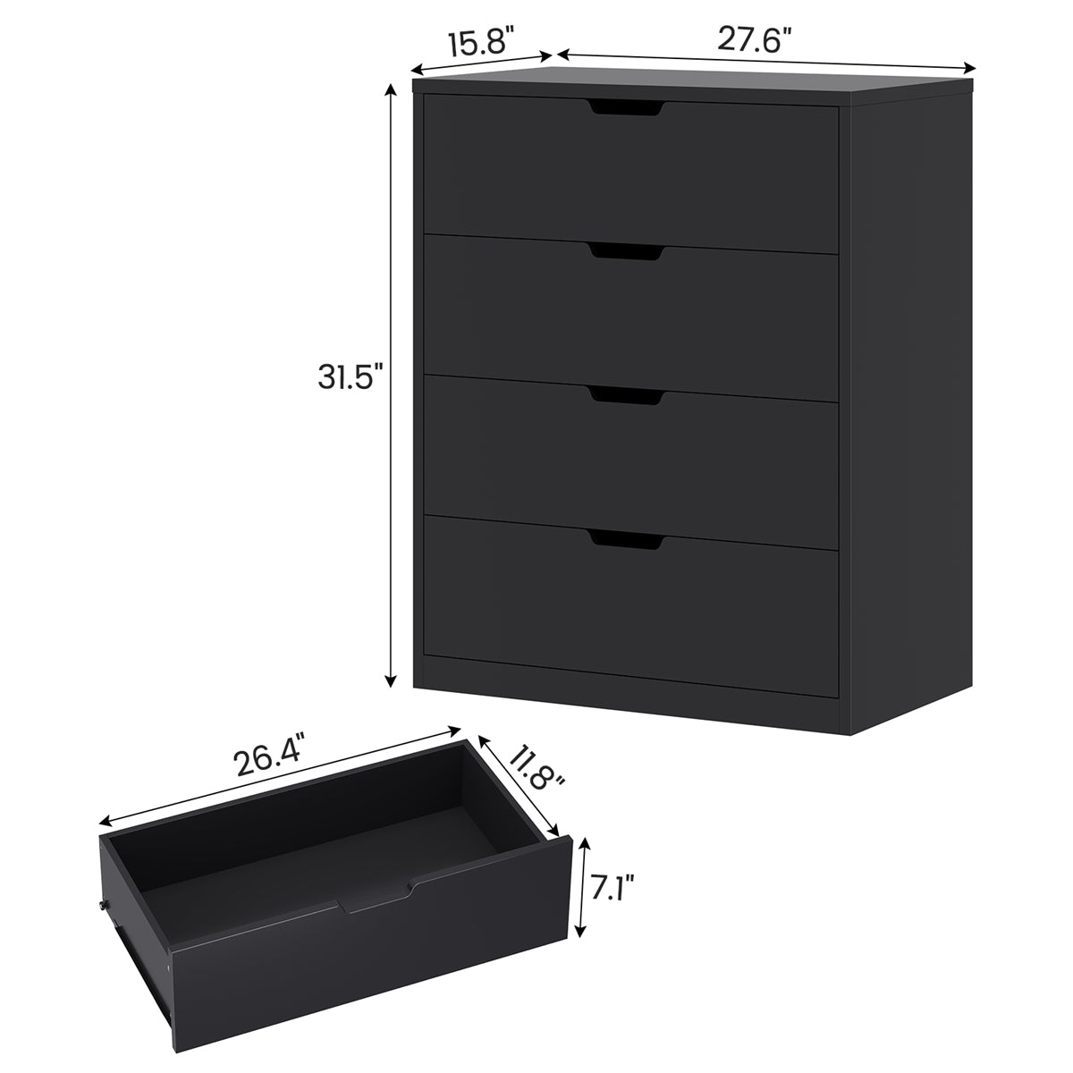 HAUOMS 31.5 Inch Tall Dresser with 4 Drawers Modern Chest for Bedroom Living Room Entryway Hallway
