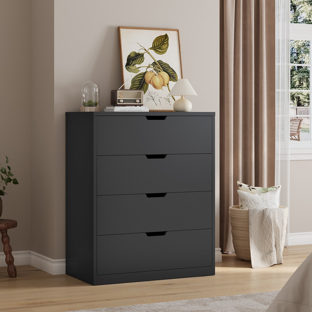 HAUOMS 31.5 Inch Tall Dresser with 4 Drawers Modern Chest for Bedroom Living Room Entryway Hallway