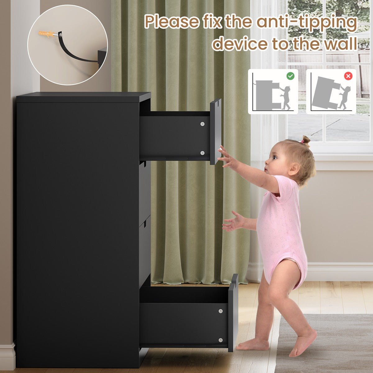 HAUOMS 31.5 Inch Tall Dresser with 4 Drawers Modern Chest for Bedroom Living Room Entryway Hallway
