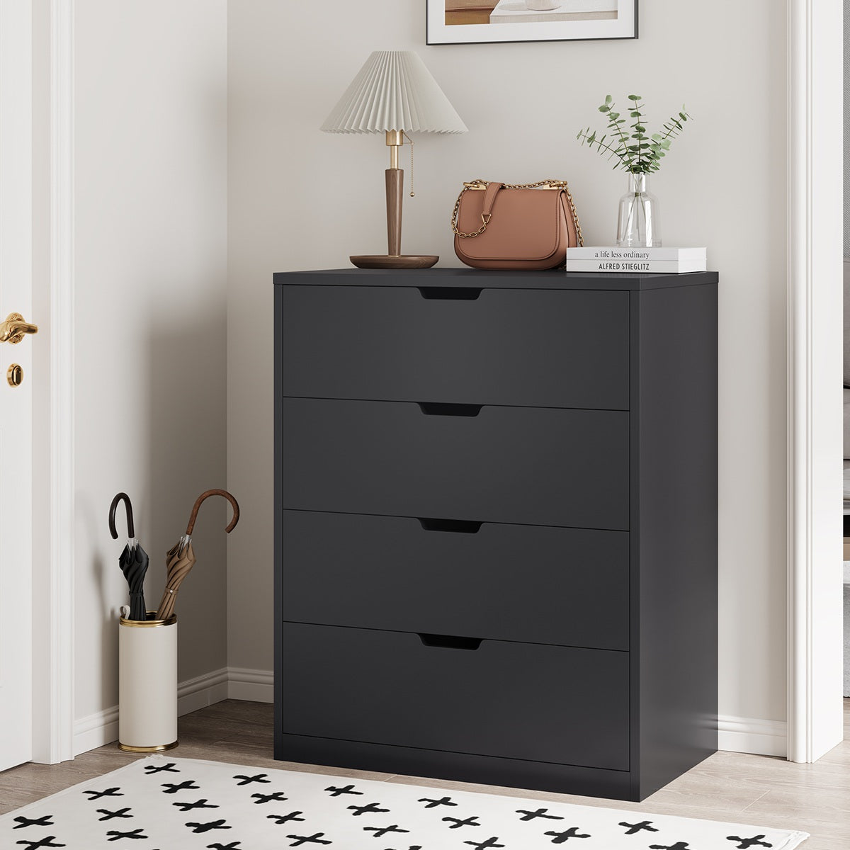 HAUOMS 31.5 Inch Tall Dresser with 4 Drawers Modern Chest for Bedroom Living Room Entryway Hallway