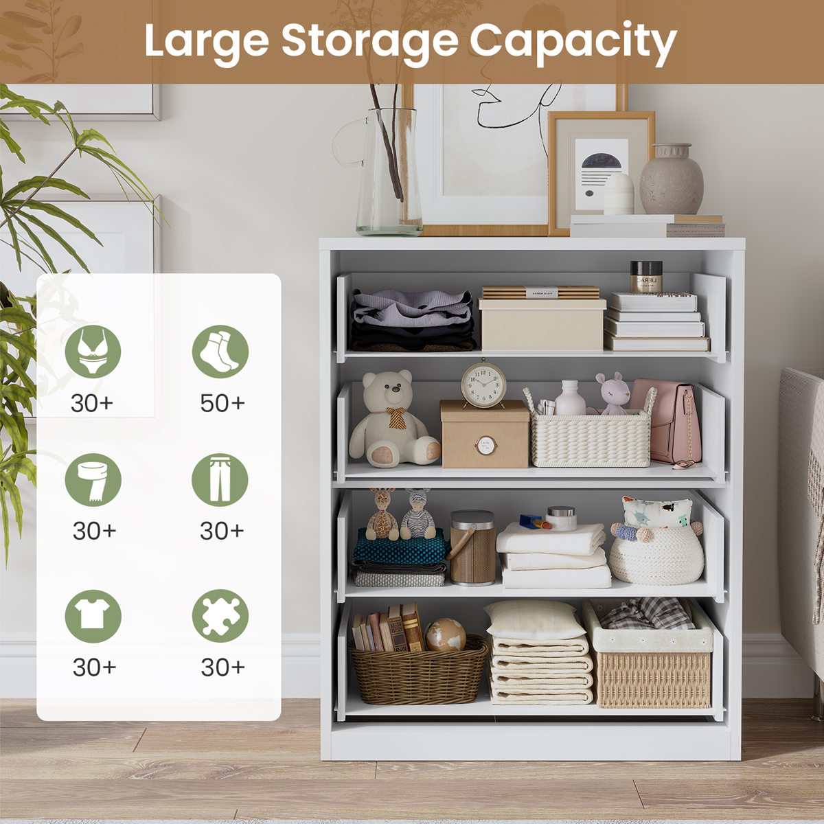 HAUOMS 31.5 Inch Tall Dresser with 4 Drawers Modern Chest for Bedroom Living Room Entryway Hallway