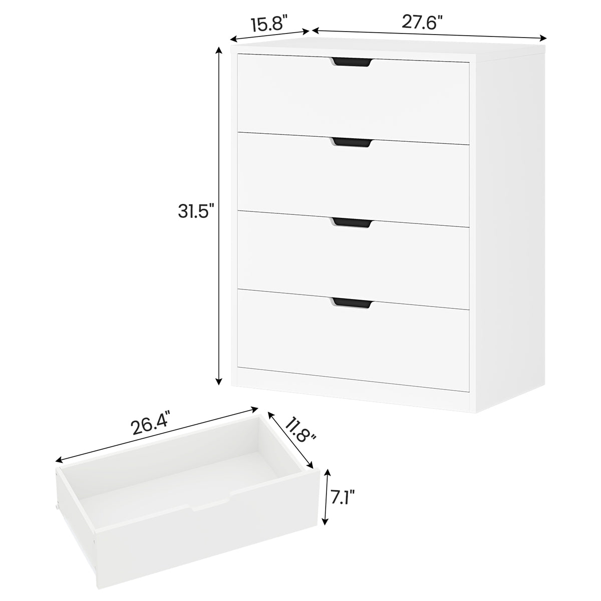 HAUOMS 31.5 Inch Tall Dresser with 4 Drawers Modern Chest for Bedroom Living Room Entryway Hallway